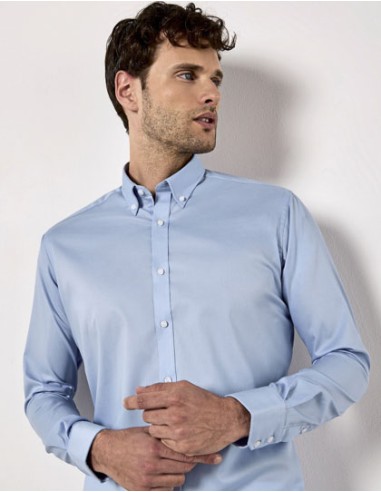KUS-KK182-Mens Slim Fit Stretch Oxford Shirt Long Sleeve